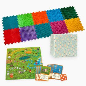 Masážna ortopedická podložka Puzzle "Mix" 10 prvkov + Hra Lesné dobrodružstvá DARČEK 