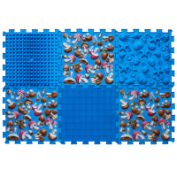 Masážna ortopedická podložka Puzzle "Mix" 6 prvkov Modrá houba
