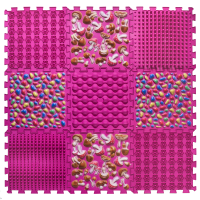 Masážna ortopedická podložka Puzzle "Mix" 9 prvkov Ružová