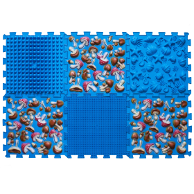 Masážna ortopedická podložka Puzzle "Mix" 6 prvkov Modrá houba