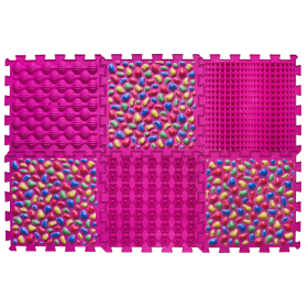 Masážna ortopedická podložka Puzzle "Mix" 6 prvkov Ružový kamienok