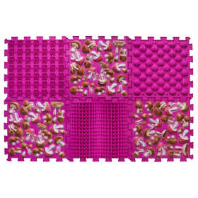 Masážna ortopedická podložka Puzzle "Mix" 6 prvkov Ružová huba