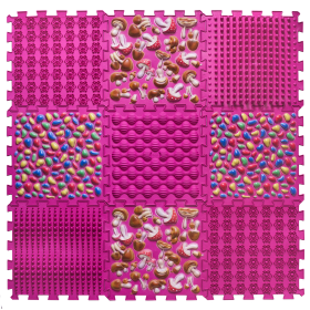 Masážna ortopedická podložka Puzzle "Mix" 9 prvkov Ružová