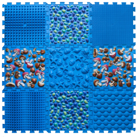 Masážna ortopedická podložka Puzzle "Mix" 9 prvkov Modrá