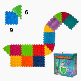 Masážna podložka Ortek Dinosaury Puzzle 9 prvkov + 6 trojuholníkov