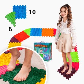 Masážna podložka Ortek Dinosaury Puzzle 10 prvkov + 6 trojuholníkov