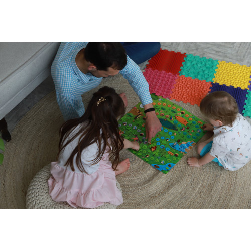 Masážna ortopedická podložka Puzzle "Mix" 10 prvkov + Hra Lesné dobrodružstvá DARČEK 