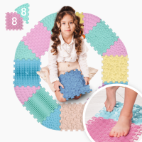 Masážna podložka Ortek Mix Puzzle 8 dielov + 8 sektorov PASTEL