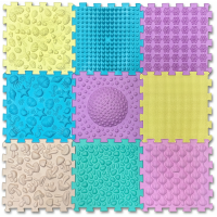 Masážna podložka Puzzle Mix Pastel 9 prvkov