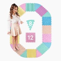 Masážna podložka Ortek Mega Mix Puzzle 12 dielov + 8 sektorov PASTEL